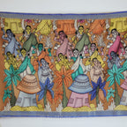 Ethnic Hand Painted Kalamkari Cotton Wrap Cum Art Deco Natural Colours Dancing Mudras Multicolour 35x92