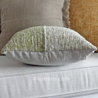 Handwoven Linen Throw Pillow Cover Made from Fabric Waste Decorative Linen Cushions Green 20x20