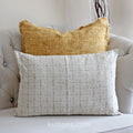 100 Silk Basket Weave Textured Pillow Cover Coconut Shell Button Cream Golden Brown Cushion 16x24
