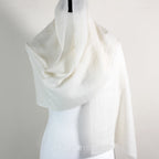 Soft Featherweight 100 Cashmere Scarf Handspun Pashmina Stole from Ladakh Himalayas Cream 15x70