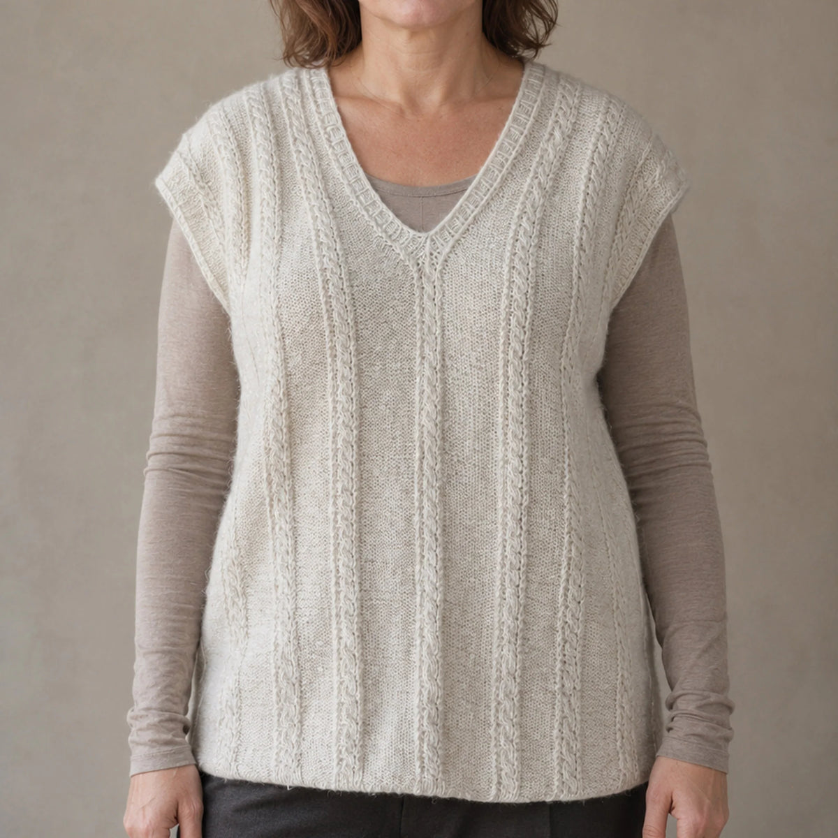 Handspun Pure Pashmina Cashmere V Neck Sweater Vest