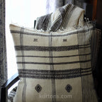 Handwoven Organic Wool Cotton Cushion Cover with Tassels Throw Pillow Cream Brown