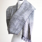 Himalayan Sheep Wool Scarf Handspun Handwoven in Ladakh Black White 145x67