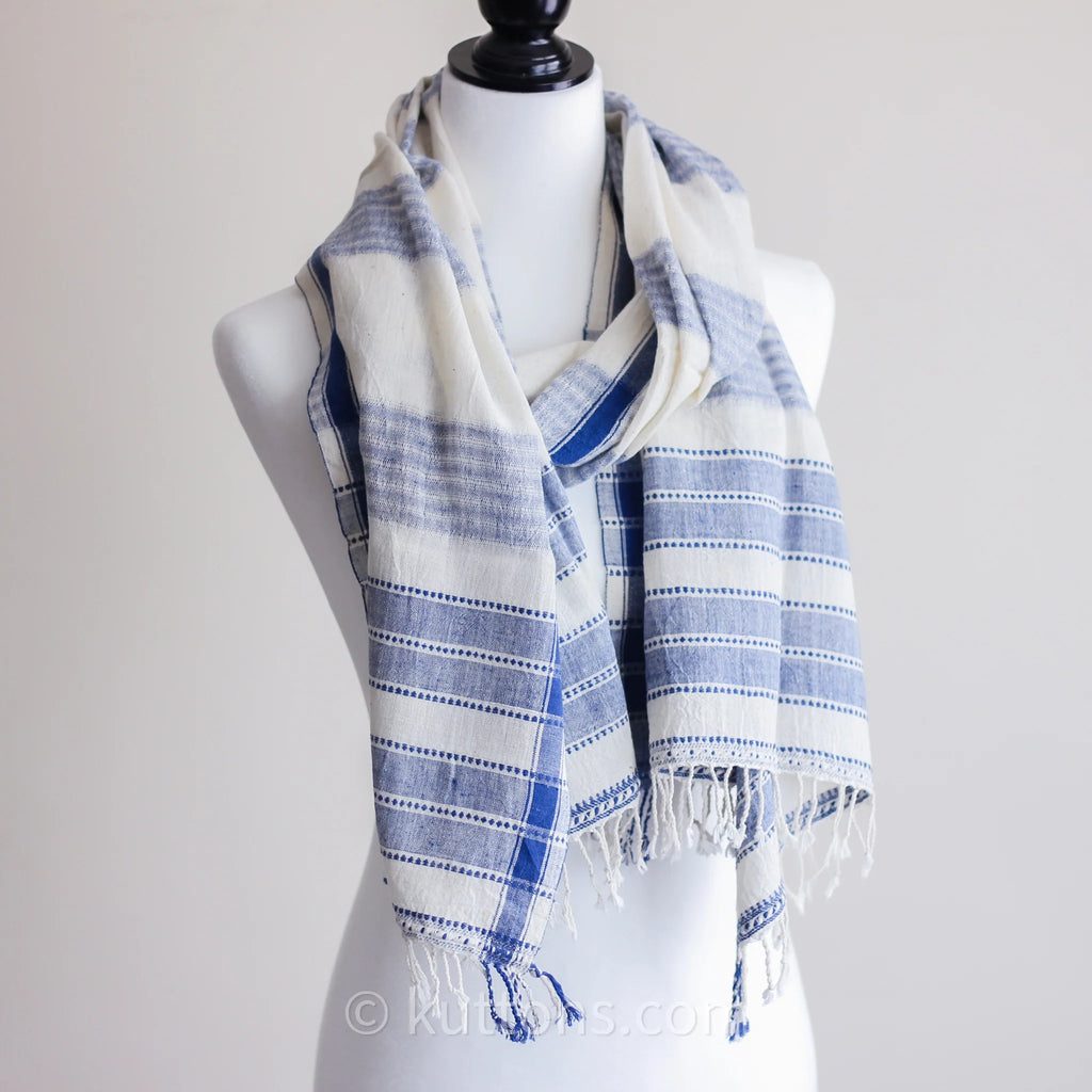 Organic Cotton Wrap with Tassels Handwoven Genetically Pure Organic Kala Cotton Scarf White 23x76 multiple designs