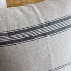 Handmade Natural Linen Cushion Cover Black Stripes Throw Pillow Brown 20x20