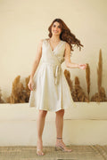 Luxe Sleeveless Linen Wrap Dress Comfy V Neck Mini Linen Dress with Tie Belt Pockets Pistachio