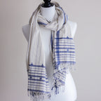 Organic Cotton Wrap with Tassels Handwoven Genetically Pure Organic Kala Cotton Scarf White 23x76 multiple designs