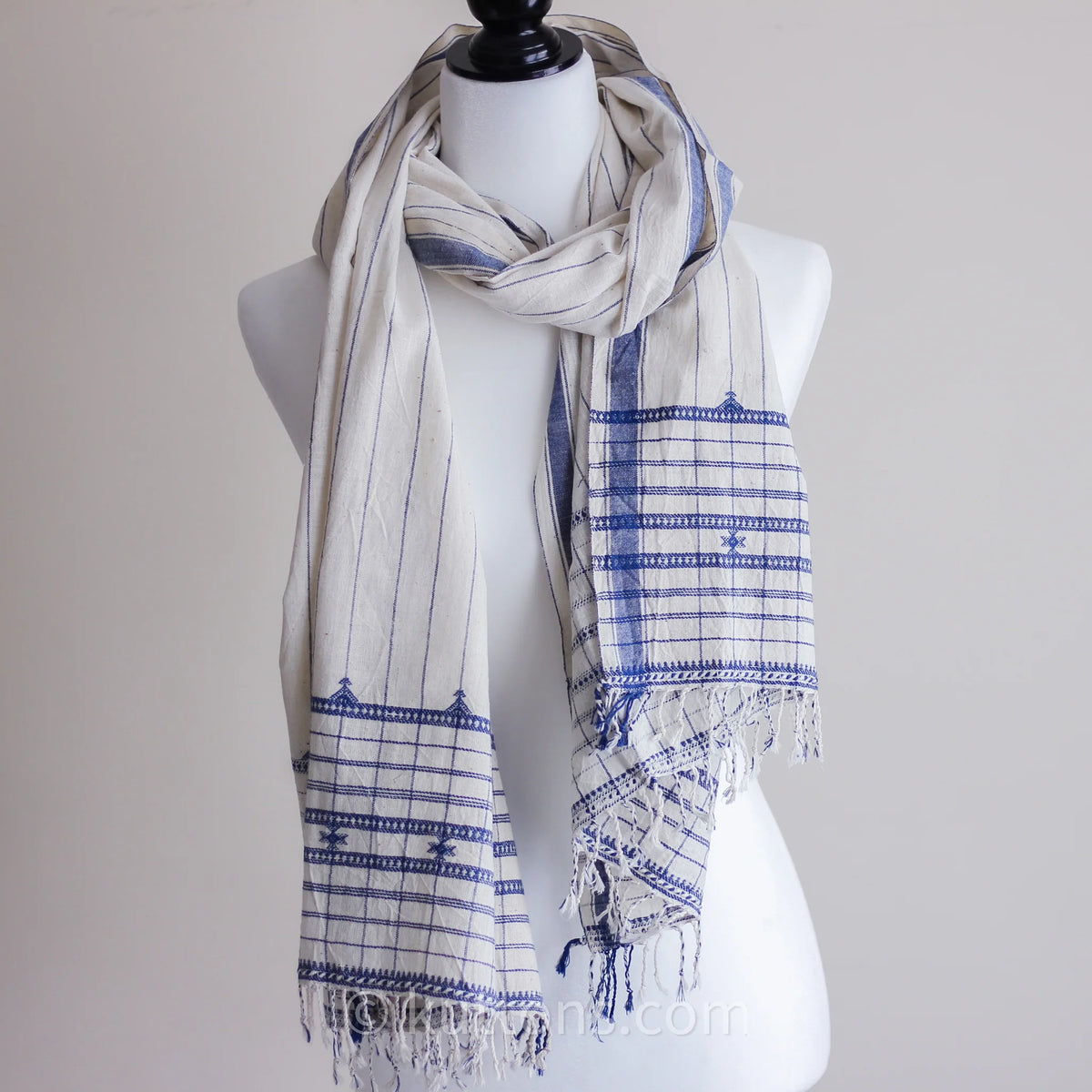 Organic Cotton Wrap with Tassels Handwoven Genetically Pure Organic Kala Cotton Scarf White 23x76 multiple designs