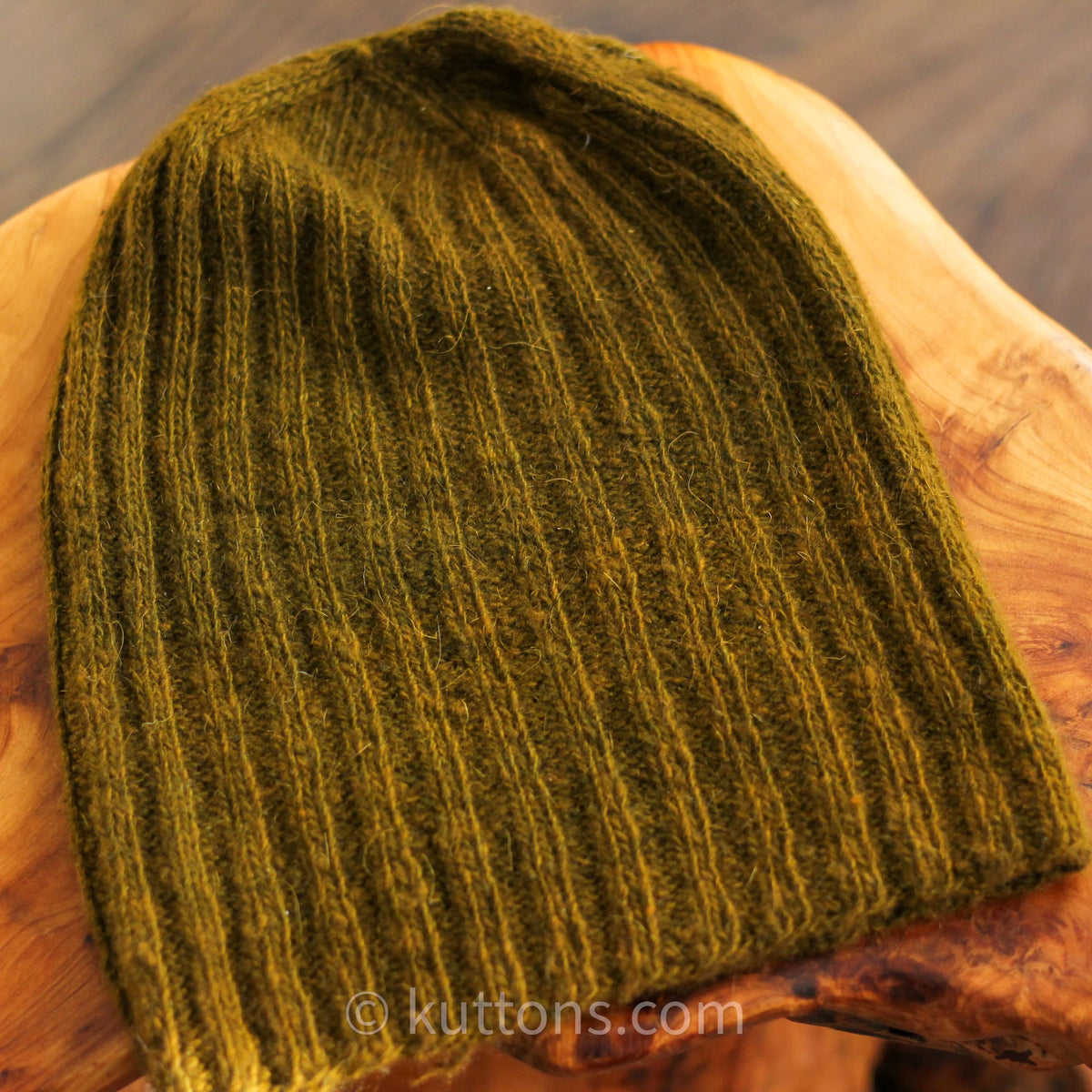 Naturally Dyed 100 Pashmina Cashmere Hat Handspun Handknit in Ladakh Himalayas Greenish Brown