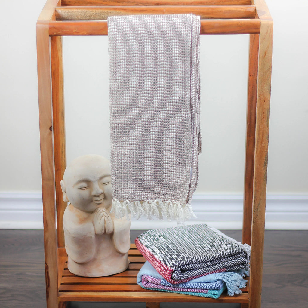 Handwoven Waffle Weave 100 Cotton Towel Powder Room Decor Brown 30x59