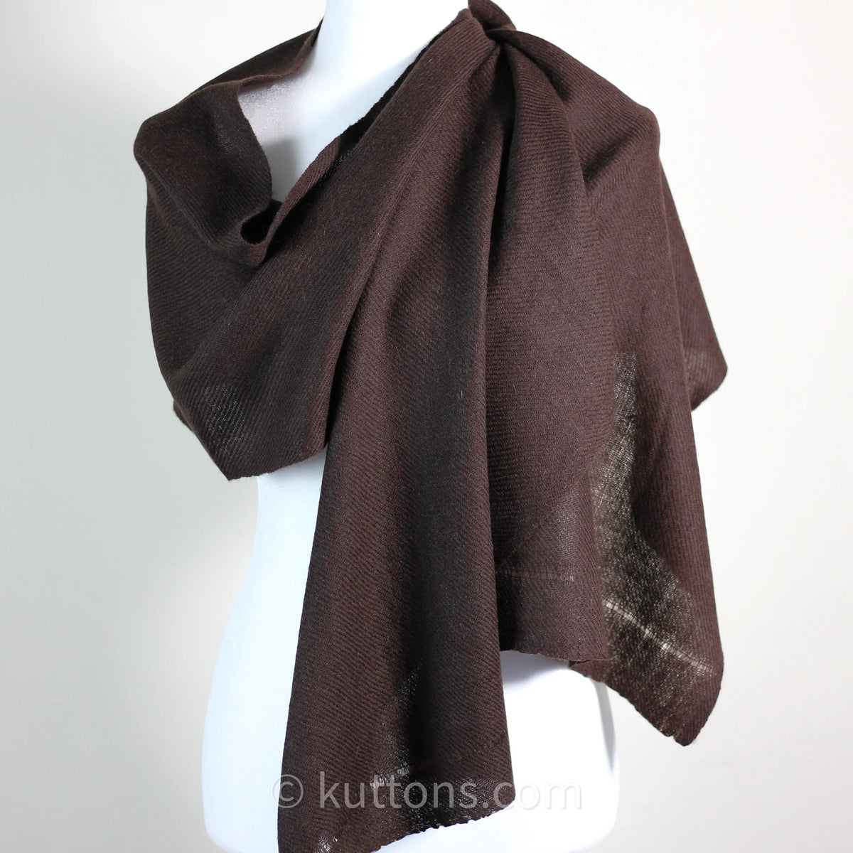 100 Pure Ladakh Yak Wool Scarf Handspun Handwoven Soft Light Stole by Women Weavers in the Himalayas Dark Brown 13x76