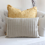 Handcrafted Washed 100 Linen Throw Pillow Cover Pleated Design Natural Brown 16x24