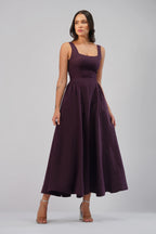The Celeste Linen Occasion Dress Square Neck Sleeveless Full Length Linen Dress Open Scoop Back