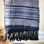 Handwoven Organic Cotton Decorative Towel Organic Kala Cotton Towel Bathroom Decor Blue 27x56