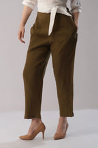 Linen Tapered Pant Relaxed Fit Linen Pants with Elastic Waist