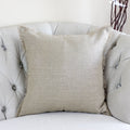 Handmade Linen Cushion Cover With Shiny Lurex Fringes Cream 20x20
