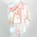 Natural Mulberry Silk Stole Eco Printed with Red Eucalyptus Leaves Featherweight Scarf Pink 21x72
