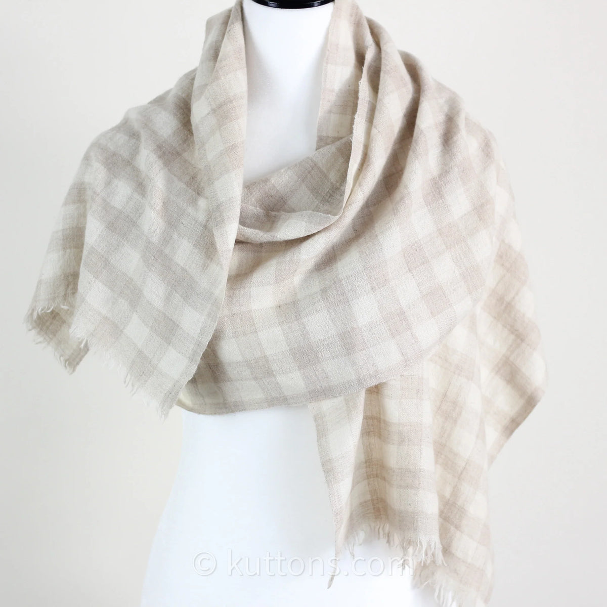 Pashmina Cashmere Scarf Soft Featherweight Pure Cashmere Wool from Ladakh Himalayas Cream 14x80