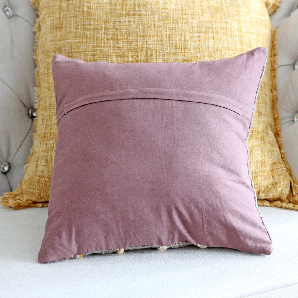 Sunburn Braids Jute Cotton Cushion Cover Handmade Decorative Pillow Brown 16 Square