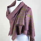 Handwoven Organic Kala Cotton Scarf Wrap with Tassels Antique Fuschia 22x74
