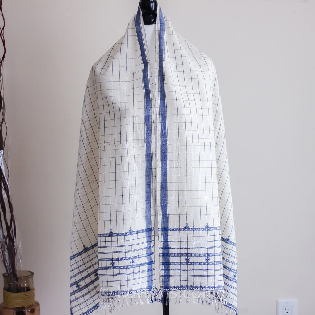 Organic Cotton Wrap with Tassels Handwoven Genetically Pure Organic Kala Cotton Scarf White 23x76 multiple designs