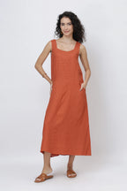 Sleeveless Scoop Neck European Linen Shift Dress