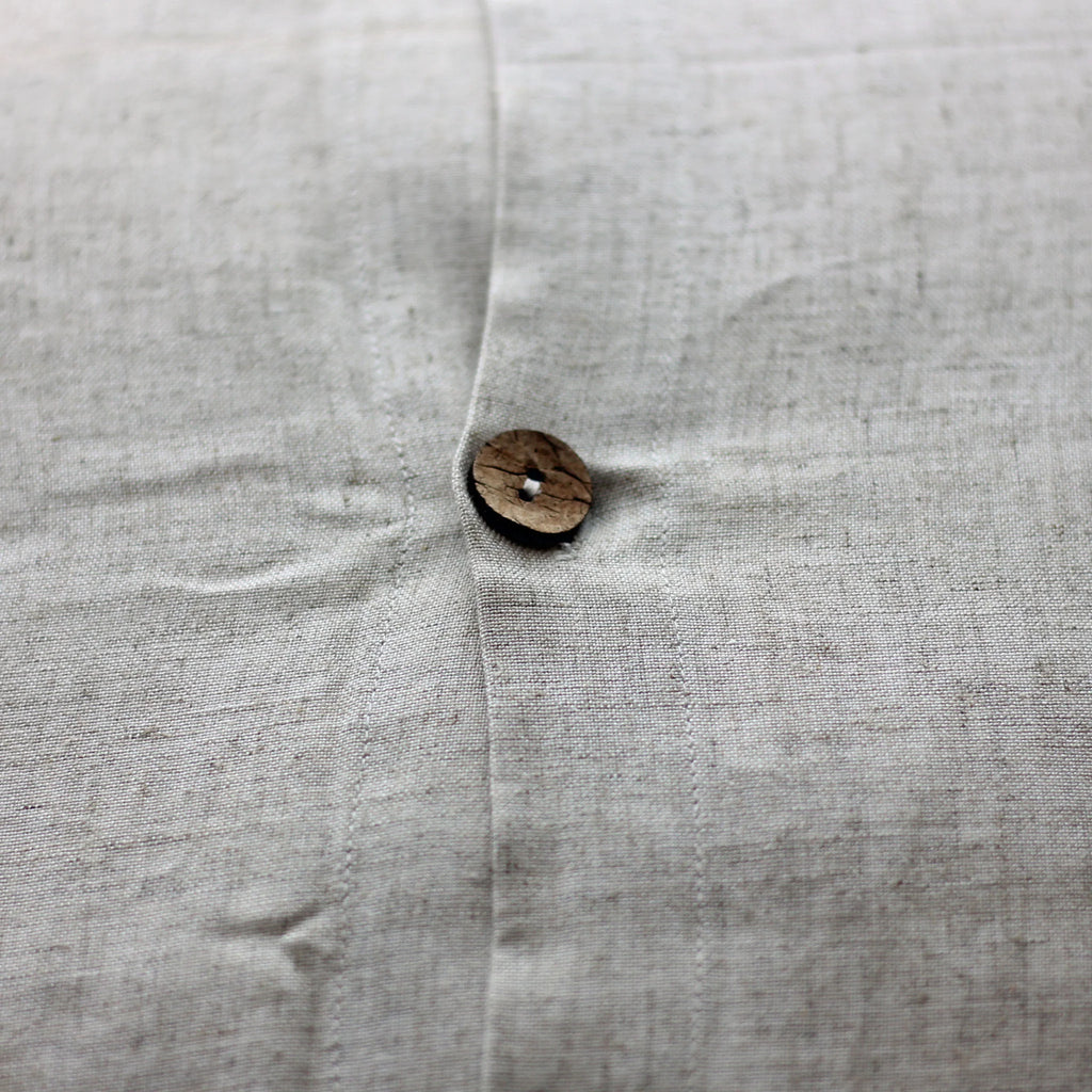 Handwoven Silk Textured Stripe Pillow Cushion Cover Coconut Shell Button Cream Golden Brown 21x21