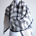 Handwoven Organic Kala Cotton Wrap with Tassels Genetically Pure Organic Cotton Scarf Cream Gray Stripes 23x89