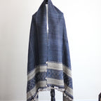 Handwoven Tussar Silk Merino Wool Shawl with Tassels Black Brown 38x86