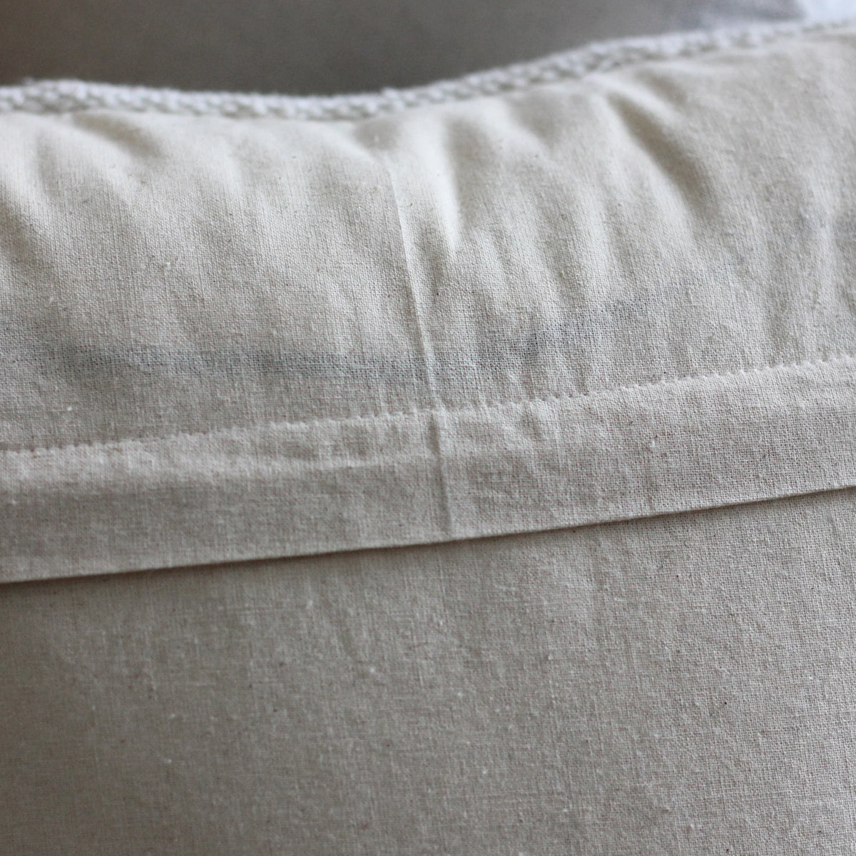 Boho Pillow Cover with Playful Long Tassels Handwoven 100 Cotton Cushion Cream 18x18