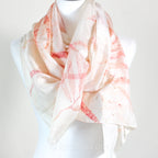 Natural Mulberry Silk Stole Eco Printed with Red Eucalyptus Leaves Featherweight Scarf Pink 21x72