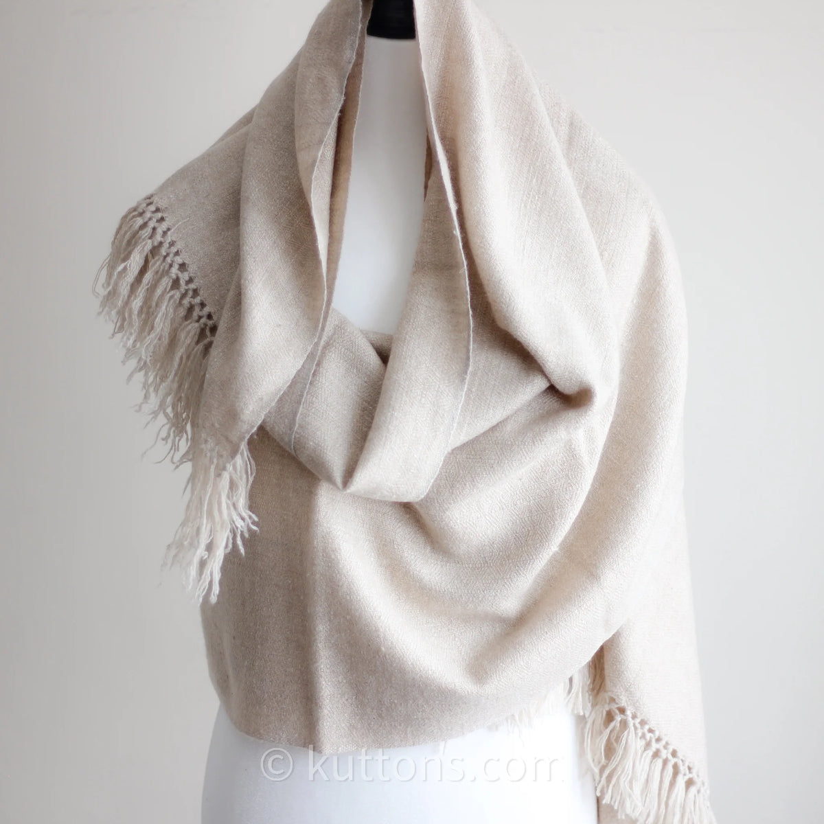 100 Pure Cashmere Shawl Wrap 2 Ply Handspun Handwoven Softest Pashmina Wool from Ladakh Himalayas Cream 23x78