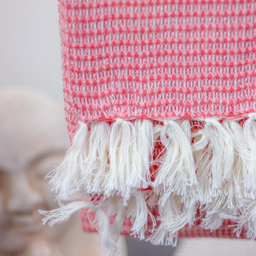 Handwoven Waffle Weave Pure Cotton Towel Bath Room Decor Red 29x62