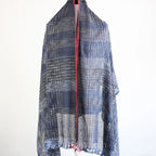 Wrap in Artistry Organic Cotton Scarf Dyed with Natural Dyes Handwoven by Women Weavers Blue Red 26x73