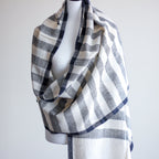 Handwoven Organic Kala Cotton Wrap with Tassels Genetically Pure Organic Cotton Scarf Cream Gray Stripes 23x89