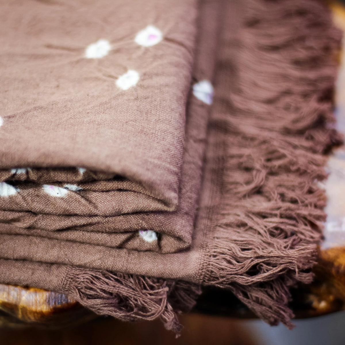 Bandhani Tie Dye Handwoven Cotton Decorative Towel Bathroom Decor Brown 27x59