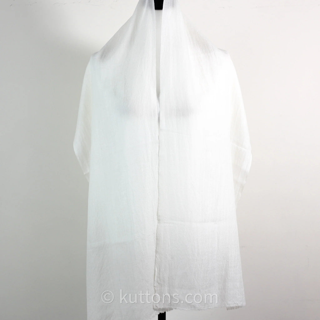 Soft Featherweight 100 Cashmere Scarf Handspun Pashmina Stole from Ladakh Himalayas Cream 15x70