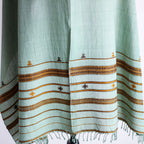 Handwoven Organic Kala Cotton Scarf Wrap with Tassels Green 23x78