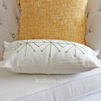 Hand Embroidered 100 Linen Gauze Pillow Cover Fringed Edges Handmade 16x24