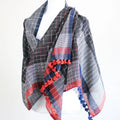 Eco Chic Elegance Handspun Handwoven Organic Cotton Scarf Dyed Naturally Empowering Women Weavers Blue Red 24x76