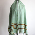 Handwoven Organic Kala Cotton Scarf Wrap with Tassels Green 23x78