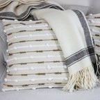 Handwoven Cotton and Jute Textured Cushion Cover Cream 18x18 Square