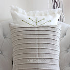 Handcrafted Washed 100 Linen Throw Pillow Cover Pleated Design Natural Brown 16x24