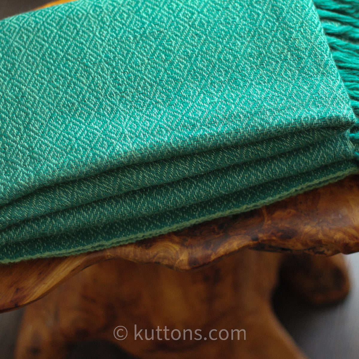 Naturally Dyed Handwoven Merino Wool Eri Silk Shawl Wrap Dyed with Tesu Flowers Indigo Green 25x84
