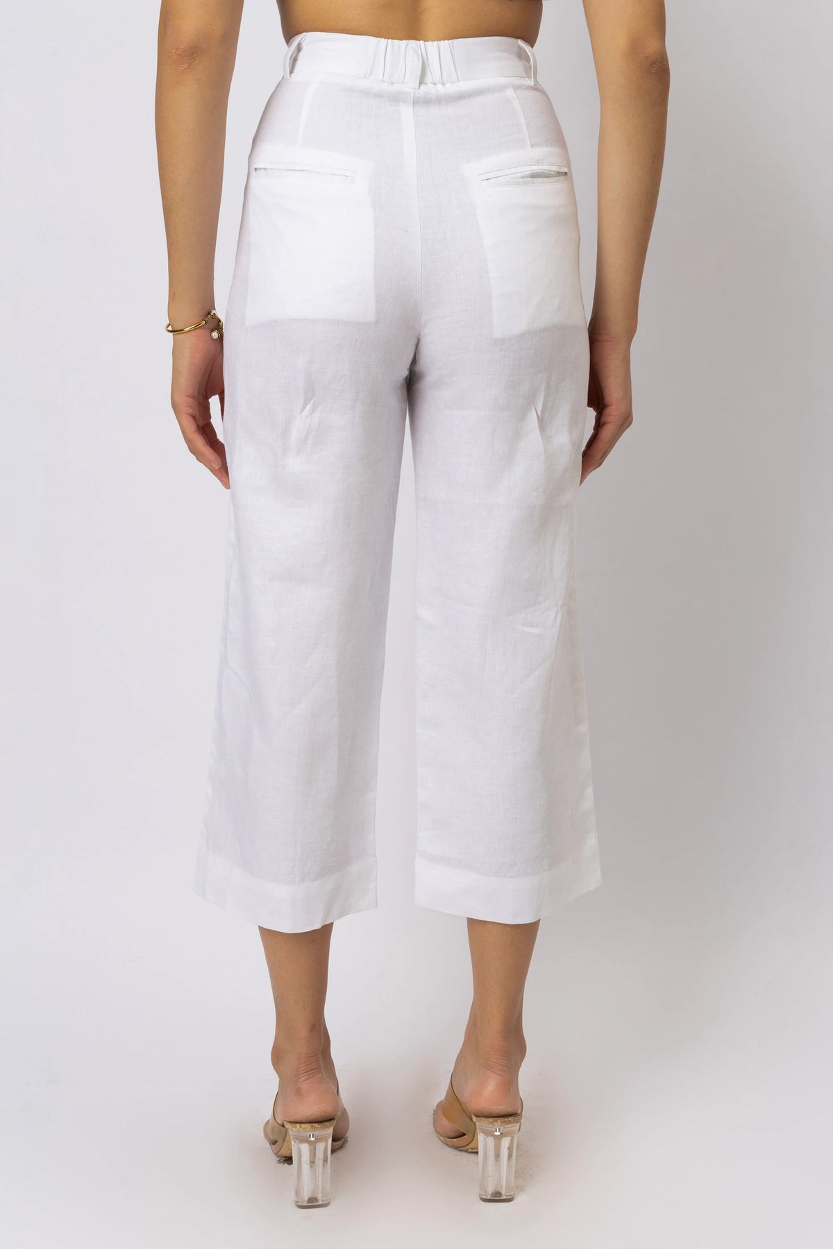 High Waisted Linen Capri Pants