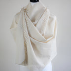 Organic Kala Cotton Bhujodi Scarf Handspun and Handwoven Cream 24x76
