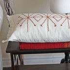 Hand Embroidered 100 Linen Gauze Pillow Cover Fringed Edges Handmade 16x24