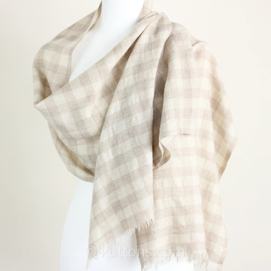 Pashmina Cashmere Scarf Soft Featherweight Pure Cashmere Wool from Ladakh Himalayas Cream 14x80