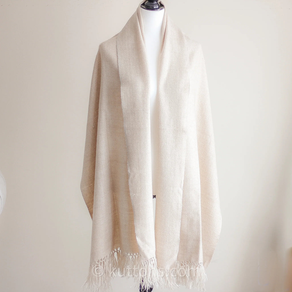 100 Pure Cashmere Shawl Wrap 2 Ply Handspun Handwoven Softest Pashmina Wool from Ladakh Himalayas Cream 23x78