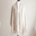 100 Pure Cashmere Shawl Wrap 2 Ply Handspun Handwoven Softest Pashmina Wool from Ladakh Himalayas Cream 23x78
